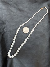 Vintage Miriam Haskell White Glass Bead Necklace Slide Clasp Knotted 28 Inch - £69.83 GBP