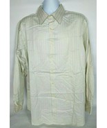 BCBG Maxazria Men&#39;s Dress Shirt XL 17 34/35 Cream Striped 100% Cotton - £15.48 GBP