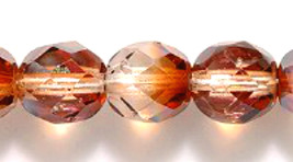 8mm Czech Fire Polish, Picasso Crystal Venus Decor Glass Beads 25, tea lt brown - £1.59 GBP