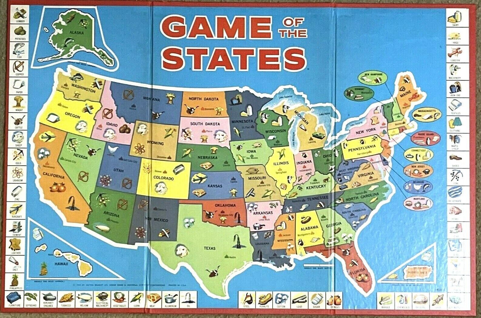 Game Parts Pieces Game of the States Milton Bradley 1960 Replacement Gameboard - $4.94