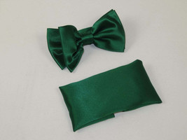 Men's Satin Silky Bow Tie Hankie by J.Valintin Collection #2046-1 Emerald Green image 2