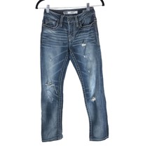 BKE Mens Alec Straight Leg Jeans Distressed Dark Wash Stretch 26R - £18.89 GBP