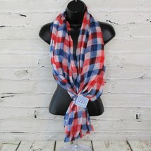 Love Kuza Womens Plaid Patriotic Infinity Scarf USA Red White Blue 4th of July - £6.47 GBP