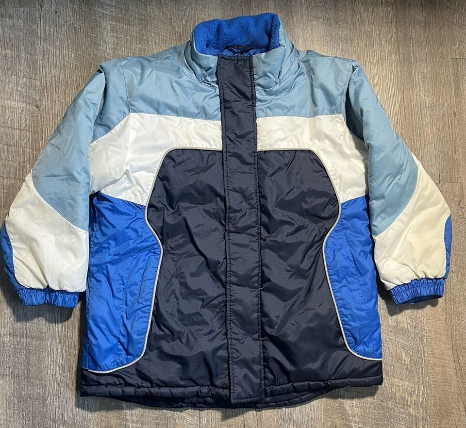 ATHLETECH Winter Jacket Coat Retro Style Color Block Blue White Boys Siz... - $7.81