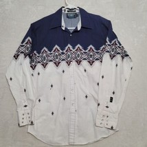 Brooks &amp; Dunn Panhandle Slim Western Shirt Mens M Medium Blue White Long Sleeve - £23.74 GBP