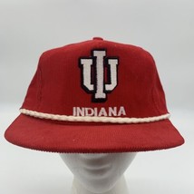 Indiana University Hoosiers Hat Corduroy Strapback Cap Red Rope Sweatband ￼USA - £37.36 GBP