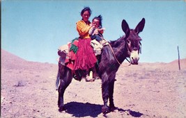 Vtg Postcard, Navajo woman and daughter ride to trading post, Northern AZ - £4.59 GBP