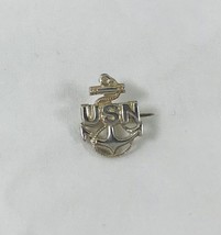 USN Sterling Silver Anchor Pin Anchor and Rope Pinback - £19.37 GBP