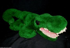 16&quot; Vintage Alligator Gator Laying Green &amp; Yellow Stuffed Animal Plush Toy Big - £11.39 GBP