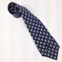 Sakowitz Countess Wara Vintage Silk Dark Blue Tie with Medallions 56&quot;x 3.75&quot; - $14.99