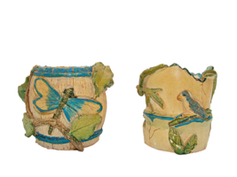 Mini Resin Bamboo Butterfly Bird Design Planters Trinket Dish Succulents Sz 3x3 - £10.63 GBP
