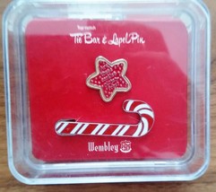 WEMBLEY Holiday Christmas LAPEL Pin Candy Cane &amp; Star &quot;These Cookies Gluten Free - £32.86 GBP