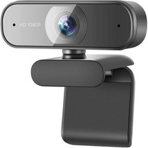 Webcam with Microphone 1080P, USB Computer Web Camera with Auto Light Correction - £13.95 GBP