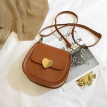 Small Bag Women 2022 New Fashion Heart-shaped Lock Saddle Bag Simple Retro Singl - £81.12 GBP