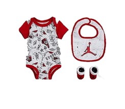 Jordan Baby Shirt Shoe Set White/Red Fun Flight (Infant) - £23.19 GBP
