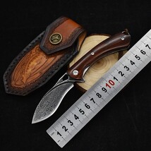 Drop Point Folding Knife Pocket Hunting Tactical Survival Damascus Steel... - $67.32