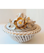 Vintage bowl with flower decorated lid porcelain art - $43.91 CAD