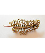 Beautiful swirl vintage leaf brooch pin with pearls ruby textured unique... - $17.81 CAD