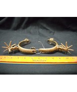 Antique Hand Engraved Mexican 8pt Rawl Rowel Brass Spur Set Colonial Sty... - $247.50