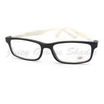 Clear Lens Eyeglasses Thin Rectangular Black Frame Color Zebra Print - £7.97 GBP