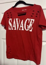On Fire Women&#39;s Short Sleeve  Red Savage T Shirt Size Large,Pre Owned - $13.94 CAD