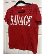 On Fire Women&#39;s Short Sleeve  Red Savage T Shirt Size Large,Pre Owned - €8,64 EUR