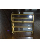 Brass and Glass Curio Small Trinket Jewelry Box Balled Feet - £23.95 GBP