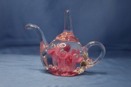 ST Clair Handmade Floral Teapot made of Glass Paper Weight Ring Holder 1999 - £12.00 GBP