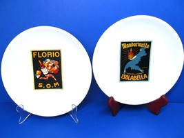 Pottery Barn  Vintage Posters  8&quot; Salad Plates Florio Isolabella Set of 2 - £12.67 GBP