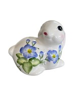Ceramic Bunny Rabbit Blue Flowers Cute Easter Decor - $222.50 MXN