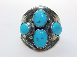 TURQUOISE Vintage Ring in STERLING Silver - Size 8 - $1,378.14 MXN