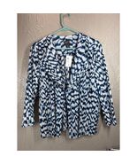CHICOS Travelers Womens Blue &amp; White Cardigan Lightweight Stretchy Size ... - $42.19 CAD