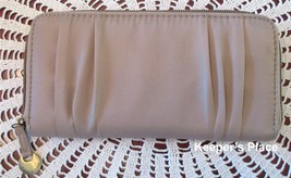 Womens Travelon Clutch Wallet Brown Full Zipper Front Pleats - £8.76 GBP