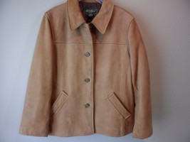 Eddie Bauer Leather Tan Leather Coat Women&#39;s Size XL Button down - $58.75