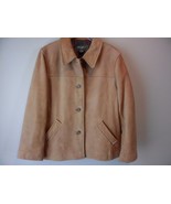 Eddie Bauer Leather Tan Leather Coat Women&#39;s Size XL Button down - £46.21 GBP
