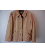 Eddie Bauer Leather Tan Leather Coat Women&#39;s Size XL Button down - $80.60 CAD