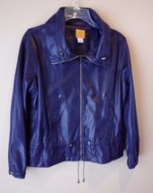 Ruby Rd.  Navy Blue Reptile Print Zipper Down Jacket Petites Size 8 - £30.51 GBP