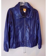 Ruby Rd.  Navy Blue Reptile Print Zipper Down Jacket Petites Size 8 - £30.02 GBP