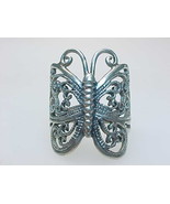 BUTTERFLY Filigree Vintage Ring in STERLING Silver - Size 6 1/2 - £38.28 GBP