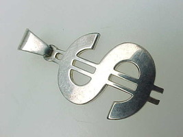 MONEY SIGN Pendant in STERLING Silver - Vintage - 1 1/4 inches long - FR... - $40.00