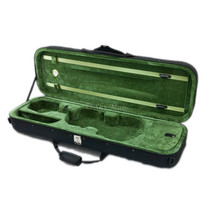 Deluxe Quality 4/4 Size Acoustic Violin Fiddle Case Black and Green w/ Strap NEW - £55.94 GBP