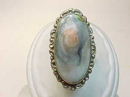 BLISTER PEARL Vintage Ring in STERLING Silver - Size 4 - 1 1/8 inches long - $85.00