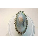 BLISTER PEARL Vintage Ring in STERLING Silver - Size 4 - 1 1/8 inches long - £68.36 GBP