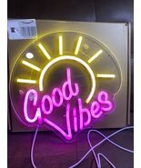 Good Vibes Neon Sign light Sunny Beach LED Wall Art for Chill Room Dimmable - $14.84