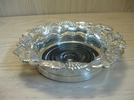 Wine Bottle Coaster Candy Dish Silver Plate Grapes &amp; leaves Design  - $15.95
