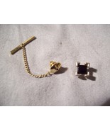 Vintage Gold Tone Black Square Tie Tac Tack - $331.32 MXN
