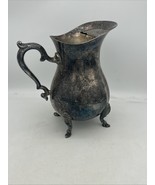 Silver Plated Heavy Footed Pitcher Beautiful Tarnish Blue 10” Oxidation ... - $39.99