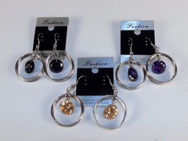 Fashion Jewelry Earrings ~ Hoop Clusters w/Cubic Zirconia Pendant ~NEW # 5420130 - £8.17 GBP