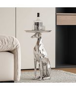 Luxury Metallic Greyhound Side Table Sculpture  High-End Chrome Finish ... - $11,925.54 MXN