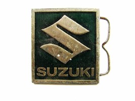 Vintage Suzuki S Enameled Green Belt Buckle Made In USA 093014 - $24.74